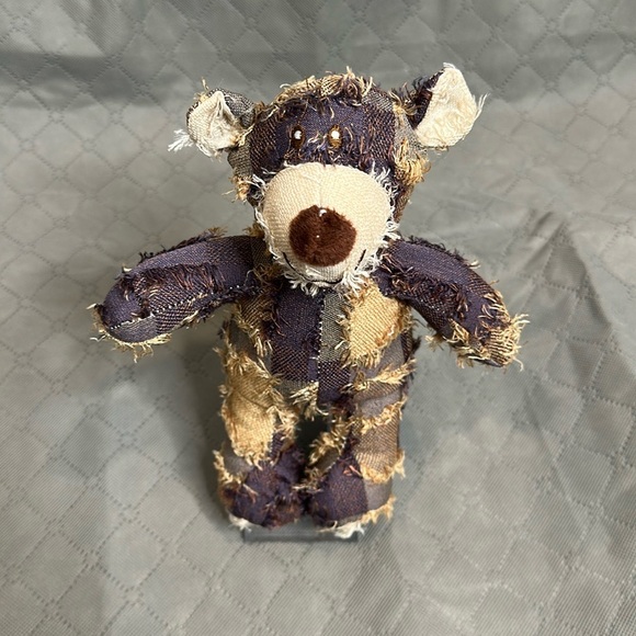 Dog Toy Purple Gold Patchwork Teddy Bear Plush Toy w/squeaker Medium Chew Toy - Picture 1 of 7